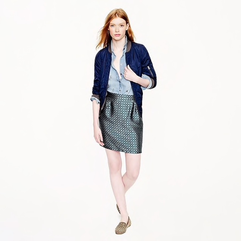 J. Crew collection mini skirt in jade foulard